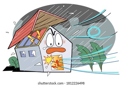 台風の被害を受けた家の例です のイラスト素材 Shutterstock