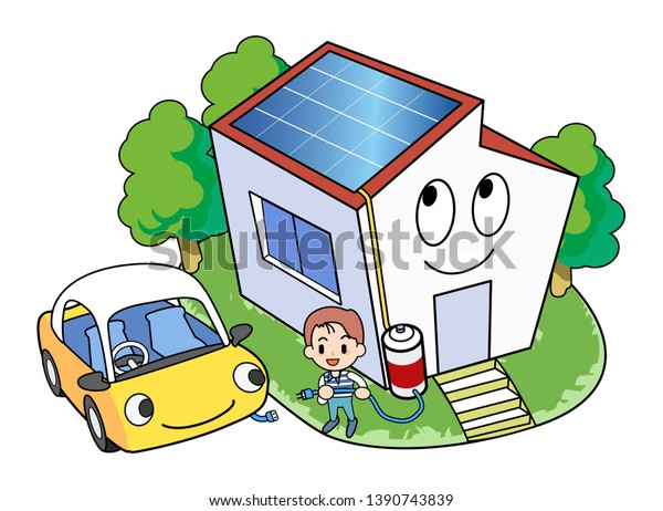 It is an illustration of a house that is
generating solar
power.