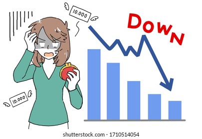 
Illustration Of A Housewife Who Is Shocked By Failing FX