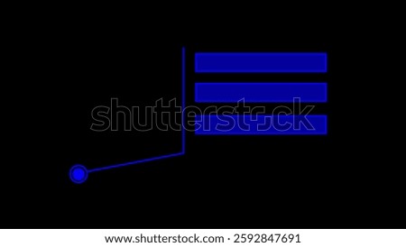 Illustration of HUD elements with text technology. Glowing a rectangular loading bar in the center image on black background. Design is commonly used to indicate  content  live Hud icon  illustration.
