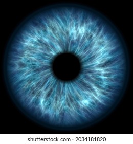 Illustration Of A Human Iris On Black Background. Digital Artwork Creative Graphic Design.