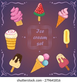 Illustration of Ice Cream Logo Badges and Labels