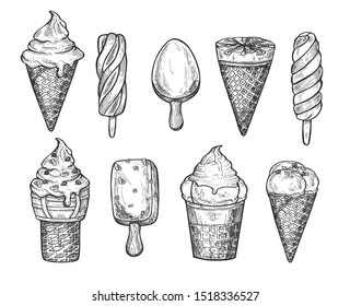 Illustration Ice Cream Set Different Types Stock Illustration ...