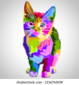 illustration image. a cat's tail with colorful fur