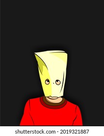 illustration image design person and his head covered in paper bag
