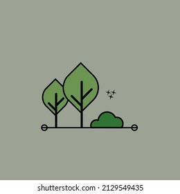 Illustration Image, Small Tree Icon, Green Leaf.