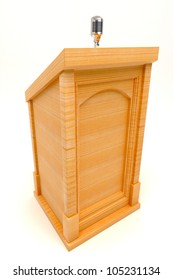 illustration of image of wooden podium with microphone