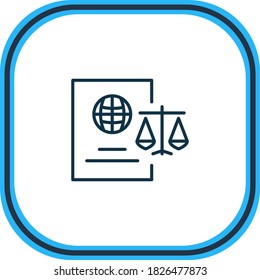 Illustration Of Immigration Law Icon Line. Beautiful Justice Element Also Can Be Used As Citizenship Icon Element.