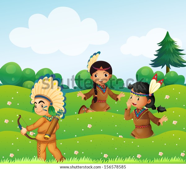 Illustration Indian Children Playing Fields Stock Illustration ...