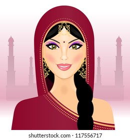 illustration of Indian woman Ilustración de stock