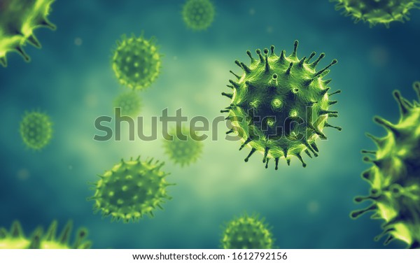 An illustration of the influenza virus cells .3d Illustration.
