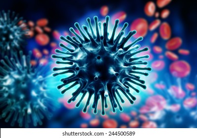 Illustration Of Influenza Virus H1N1. Swine Flu