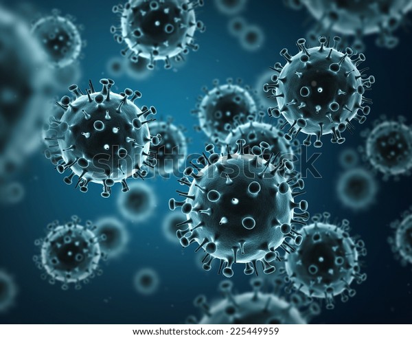 Illustration of\
Influenza Virus H1N1. Swine\
Flu.