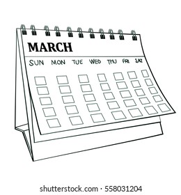 Illustration Isolated Black White Cartoon Calender Stock Illustration ...