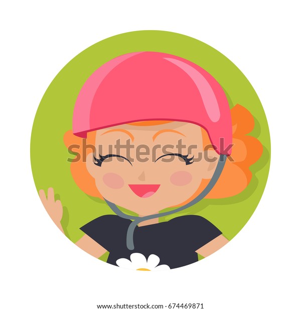 Illustration Isolated Girl Short Wavy Red Stock Illustration 674469871
