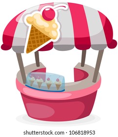 illustration isolated ice cream stand shop white
