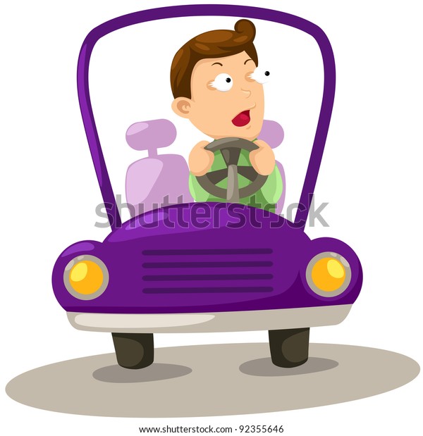 Illustration Isolated Man Driving Car Eyes Stock Illustration 92355646