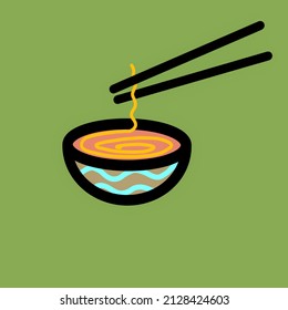 Illustration of Japanese ramen in a bowl and chop stick. Seamless noodles pasta food. Background template and  copy space. - Powered by Shutterstock