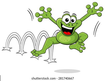 Illustration Of A Jumping Cartoon Frog Isolated On White