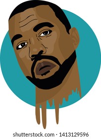 Illustration Kanye West Hand Drawn Cartoon