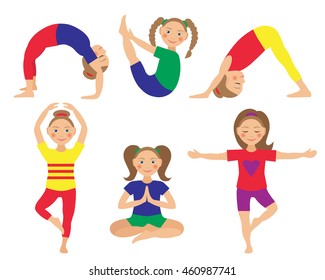 Kids Yoga Poses Vector Illustration Child Stock Vector (Royalty Free ...