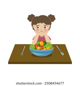 illustration of kids dont want to eat vegetable  - Powered by Shutterstock