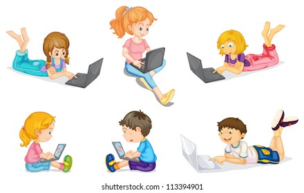 Illustration Kids Laptop On White Stock Vector (Royalty Free) 113331775 ...