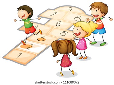 Illustration Of A Kids Playing A Number Game