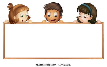 Illustration Kids Showing Board On White Stock Vector (Royalty Free ...