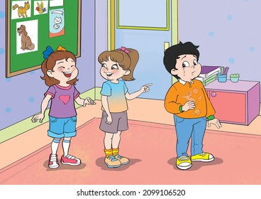 Illustration Of Kids Taunting Of Their Friends At School