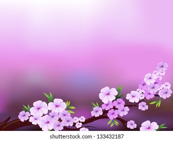 Illustration of a lavender stationery with flowers
