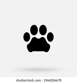 Illustration. Leopard Paw Prints Logo. Black On White Background. Animal Paw Print With Claws.