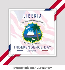 Illustration of Liberia Independence Day Celebration, with National Coat of Arms and flag of Liberia. - Powered by Shutterstock