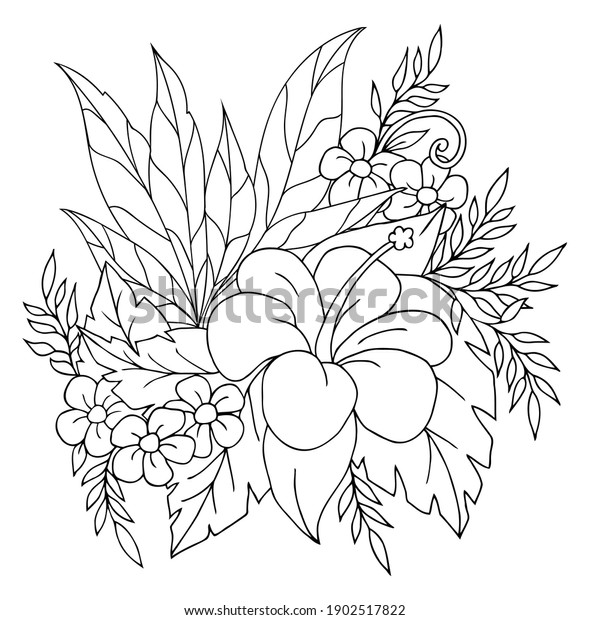 Illustration. Lily flower. Tattoo. Coloring book.\
Antistress for adults and children. The work was done in manual\
mode. Black and\
white.