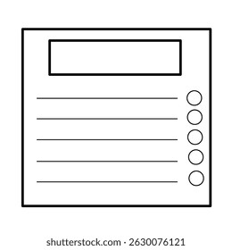 Illustration of list notes, to do lists, plans for journals to fill daily activities or tasks for school, office, business.