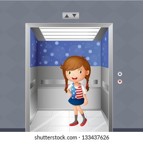 Illustration Little Girl Inside Elevator Stock Illustration 133437626 ...