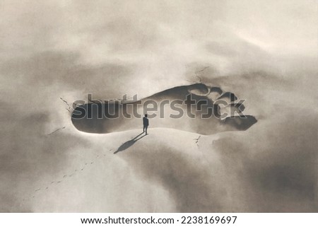 Similar – Image, Stock Photo Shadow of father and son on a tour with snowshoes and snowboard