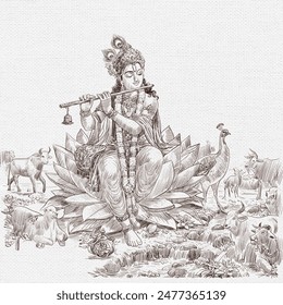 illustration of Lord Krishna in Happy Janmashtami festival of India - Powered by Shutterstock