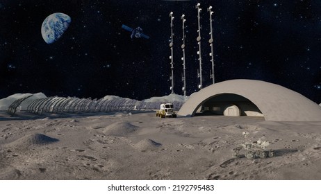 Illustration Of Lunar Base Telecom Station