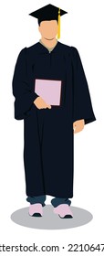 Illustration Of Male Graduate With Diploma.