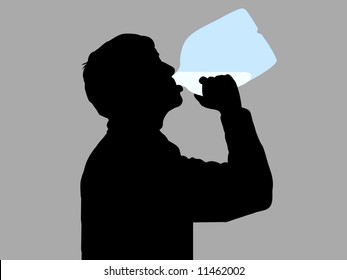 Illustration of man drinking milk