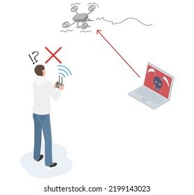 Illustration Of A Man Submitting A Lost Property Report To The Police For A Lost Drone.