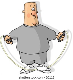 Illustration of a man using a jump rope.