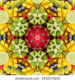illustration mandala background geometric kaleidoscope shape abstract full color