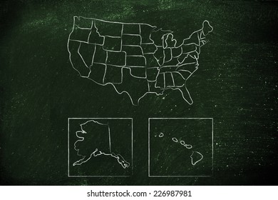 illustration with map of the borders within the USA
