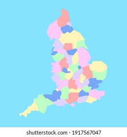 illustration map of England's ceremonial counties to study