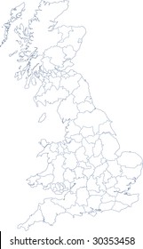 Illustration of  a map of mainland uk with counties