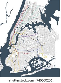 Illustration Map Metro Of The New York City NY , USA