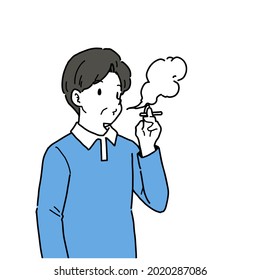 Illustration Material Senior Man Smoking Stock Illustration 2020287086 ...