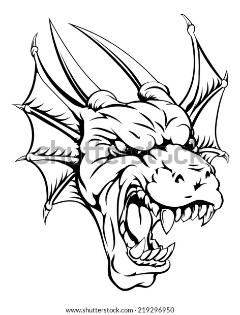 Download Illustration Mean Looking Dragon Mascot Roaring Stock ...